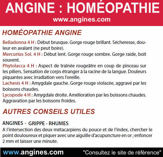 Angine : Homéopathie angine